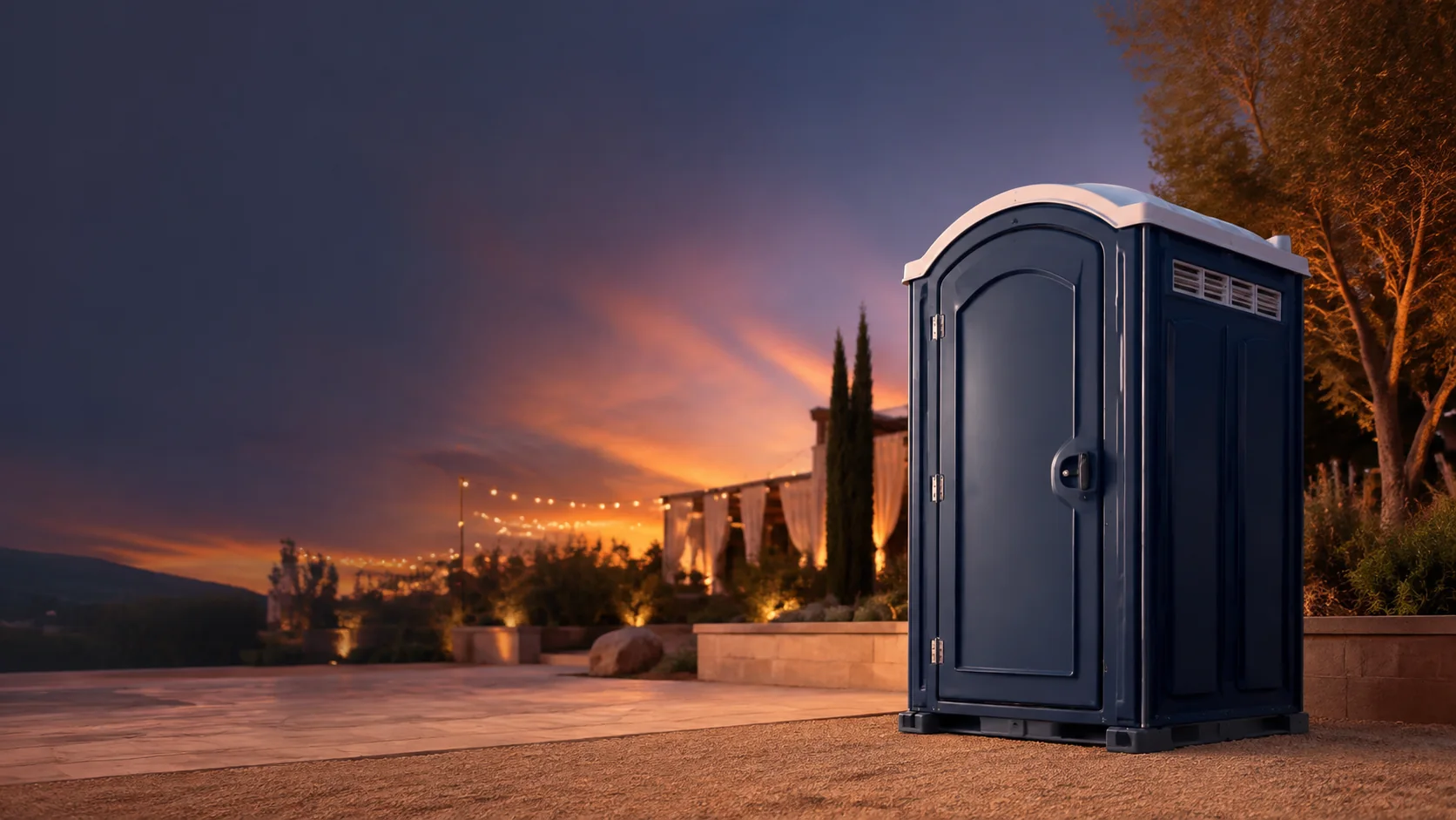 Portable restroom shown for rental planning in Mundelein, IL